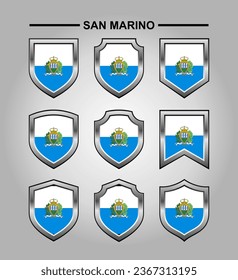 San Marino National Emblems Flag with Luxury Shield