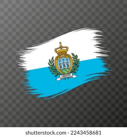 San Marino national flag. Grunge brush stroke. Vector illustration on transparent background.