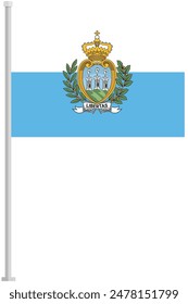 San Marino national flag pole icon isolated on white background.