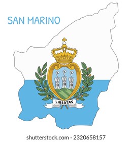 San Marino National Flag Shaped as Country Map