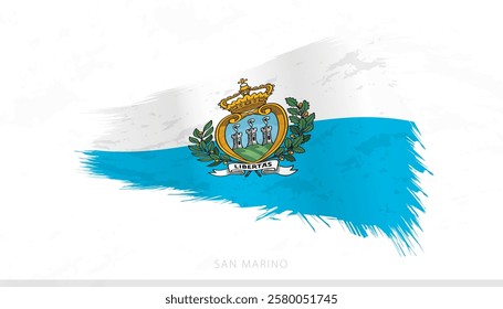 San Marino National Flag with Textured Brush Strokes. Artistic Brush Stroke Design.