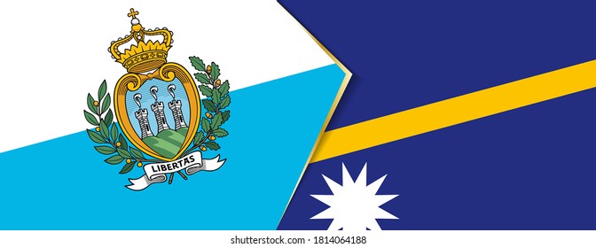 San Marino and Nauru flags, two vector flags symbol of relationship or confrontation.