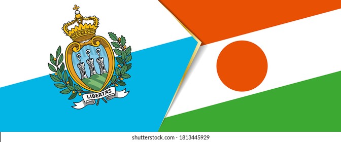 San Marino and Niger flags, two vector flags symbol of relationship or confrontation.