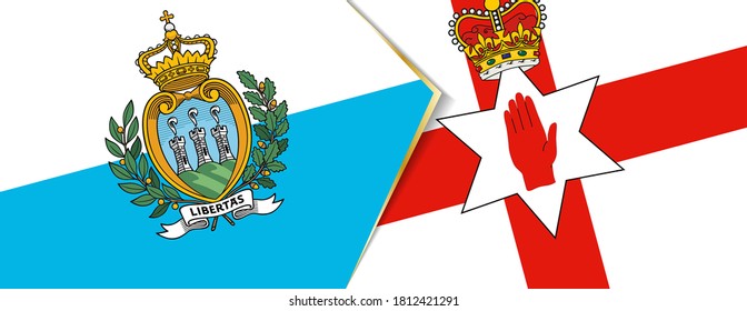 San Marino and Northern Ireland flags, two vector flags symbol of relationship or confrontation.