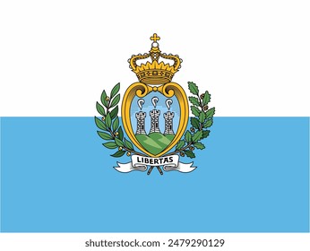 San Marino official flag vector with standard size and proportion. National flag emblem with accurate size and colors.