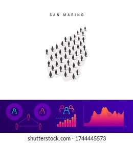 San Marino people icon map. Detailed vector silhouette. Mixed crowd of men and women. Population infographics. Isolated vector illustration.