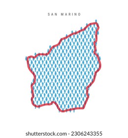 San Marino population map. Stick figures Most Serene Republic people map with bold red translucent country border. Pattern of men and women icons. Isolated vector illustration. Editable stroke.