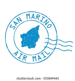 San Marino post office, air mail, grunge rubber stamp on white background, vector illustration