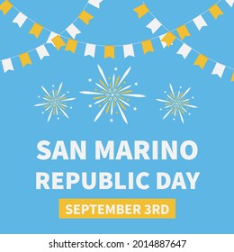 San Marino Republic Day typography poster. National holiday on September 3. Easy to edit vector template for banner, flyer, sticker, greeting card, etc.