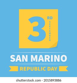 San Marino Republic Day typography poster. National holiday on September 3. Easy to edit vector template for banner, flyer, greeting card, postcard, etc.