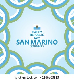 San Marino republic day vector template with ribbon flags decoration as the frame. Europe country public holiday.