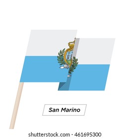 San Marino Ribbon Waving Flag Isolated on White. Vector Illustration. San Marino Flag with Sharp Corners