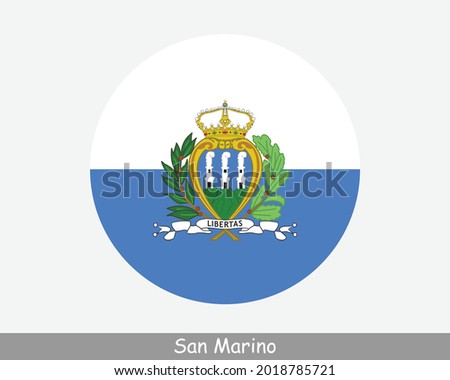 San Marino Round Circle Flag. Sammarinese Circular Button Banner Icon. EPS Vector
