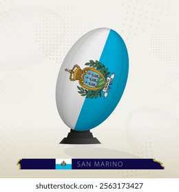 San Marino Rugby Ball on Rugby Kicking Tees with Modern Design. Illustration perfect for sports, national pride, and rugby-related projects.