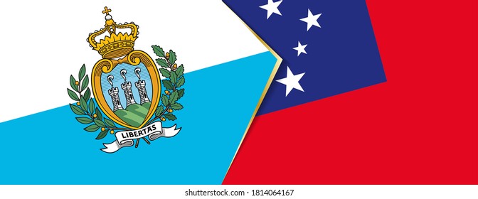 San Marino and Samoa flags, two vector flags symbol of relationship or confrontation.