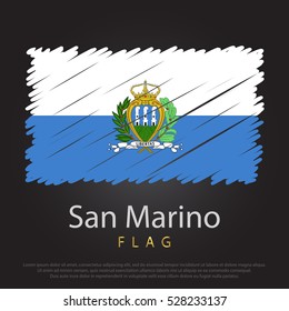 San Marino scribbled flag. hand drawn lines in Vector Format on Gray Background. Vector illustration eps 10.