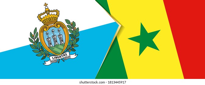 San Marino and Senegal flags, two vector flags symbol of relationship or confrontation.
