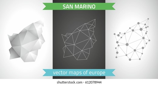 San Marino. Set graphic vector maps of San Marino, polygonal, grey, mosaic, triangle illustrations