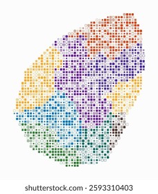 San Marino, shape of the country built of colored cells. Digital style map of San Marino on a white background. Small size rounded square blocks. Trending vector illustration.