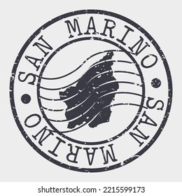 San Marino Silhouette Postal Passport. Stamp Round Vector Icon Map. Design Travel Postmark. 