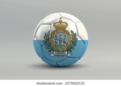 San Marino soccer ball featuring the national flag design on a gray background