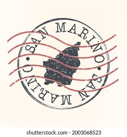 San Marino Stamp Map Postal. Silhouette Seal Roads and Streets. Passport Round Design. Vector Icon. Design Retro Travel National Symbol.