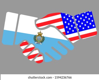 San Marino and USA flags Handshake vector