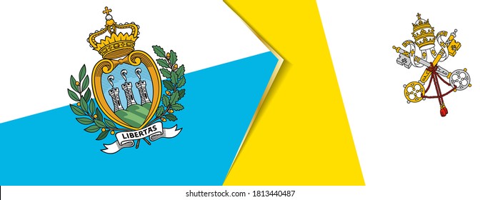 San Marino and Vatican City flags, two vector flags symbol of relationship or confrontation.