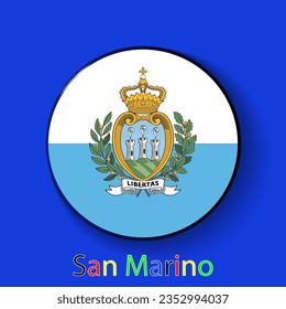 San Marino vector flag. Football europe 2024 tournament championship. Round badges of the country in the actual championship colors.