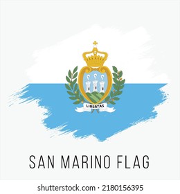 San Marino Vector Flag. San Marino Flag for Independence Day. Grunge San Marino Flag. San Marino Flag with Grunge Texture. Vector Template.