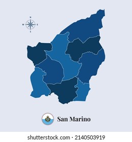 San Marino vector map and flag, Flag map of San Marino, vector