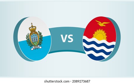 San Marino versus Kiribati, team sports competition concept. Round flag of countries.