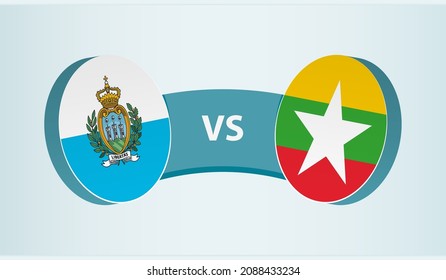 San Marino versus Myanmar, team sports competition concept. Round flag of countries.