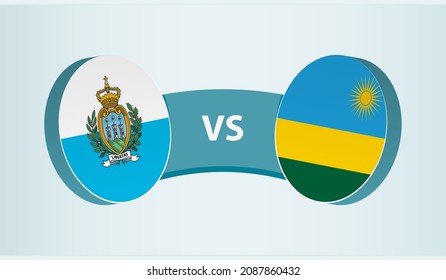 San Marino versus Rwanda, team sports competition concept. Round flag of countries.