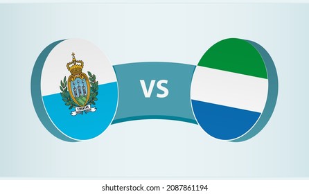 San Marino versus Sierra Leone, team sports competition concept. Round flag of countries.