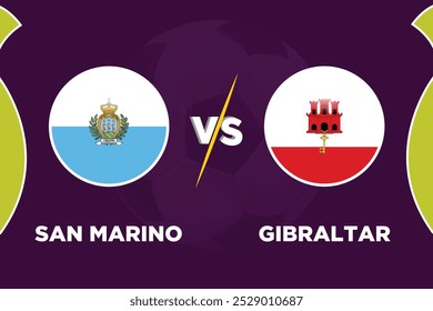 San Marino vs Gibraltar Soccer match concept. Vector illustration of design.
SM VS GI football match.