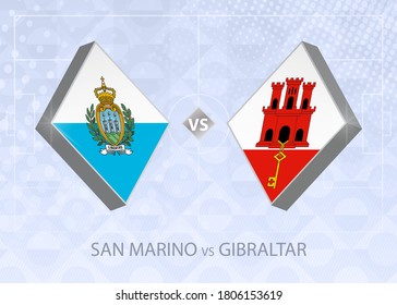 San Marino vs Gibraltar, vector blue soccer background.