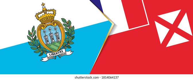 San Marino and Wallis and Futuna flags, two vector flags symbol of relationship or confrontation.