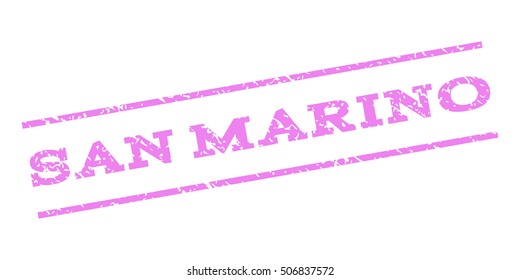San Marino watermark stamp. Text tag between parallel lines with grunge design style. Rubber seal stamp with unclean texture. Vector violet color ink imprint on a white background.