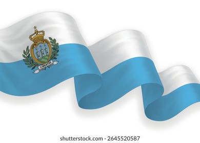 San Marino waving flag with bright colors on clean background