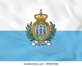 San Marino waving flag. San Marino national flag background texture. Vector illustration.