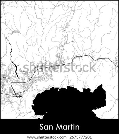 San Martin city map, El Salvador - Topographic vector map poster