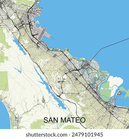 San Mateo, California, USA map poster art