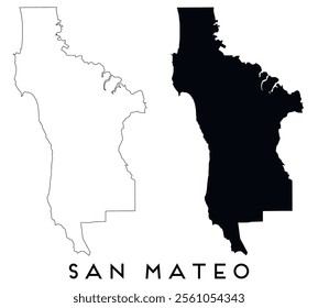 San Mateo County, California map outline and black silhouette vector