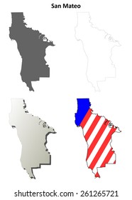 San Mateo County (California) Outline Map Set