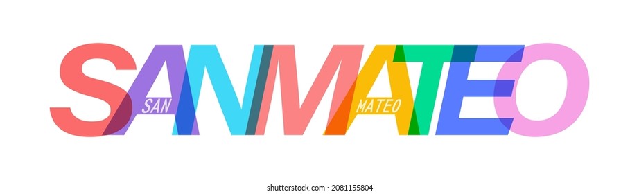SAN MATEO. The name of the city on a white background. Vector design template for poster, postcard, banner. Vector illustration.