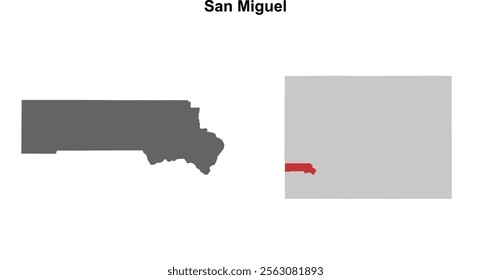 San Miguel County (Colorado) blank outline map set