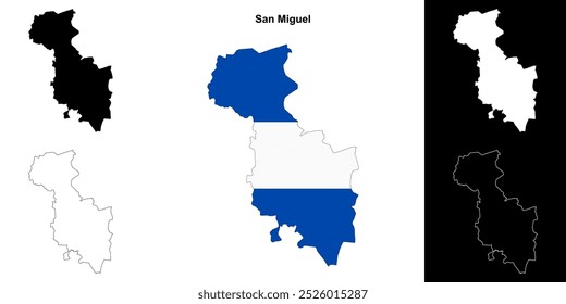 San Miguel department outline map set