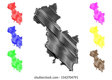 San Miguel Department (Republic of El Salvador, Departments of El Salvador) map vector illustration, scribble sketch San Miguel map