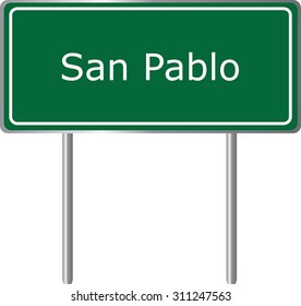 San Pablo , California, road sign green vector illustration, road table, USA city